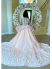 Pink Beaded Lace Tulle Peplum Luxury Flower Girl Dress